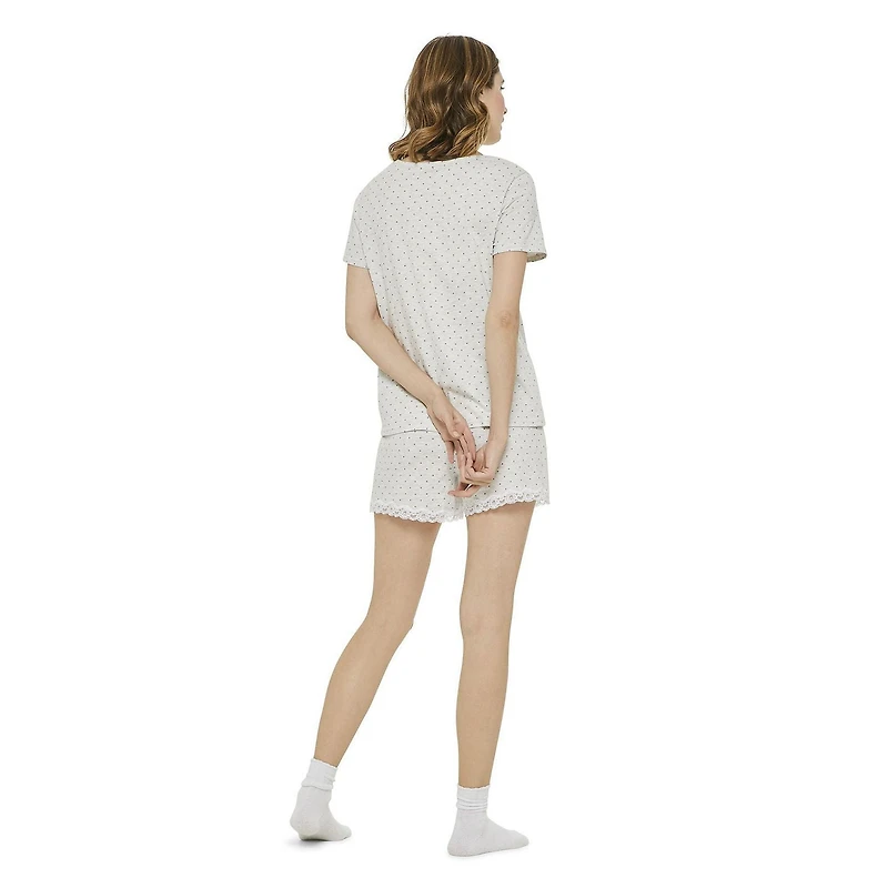 George Women's Lace Trimmed Boxer & Tee 2-Piece Sleep Set