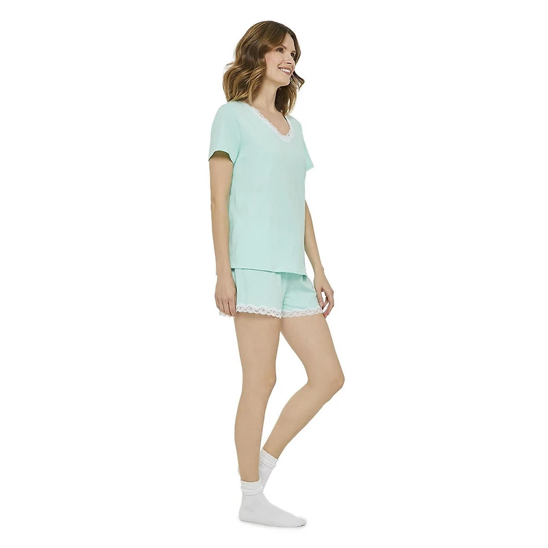 George Women's Lace Trimmed Boxer & Tee 2-Piece Sleep Set