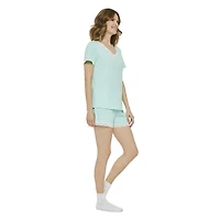 George Women's Lace Trimmed Boxer & Tee 2-Piece Sleep Set