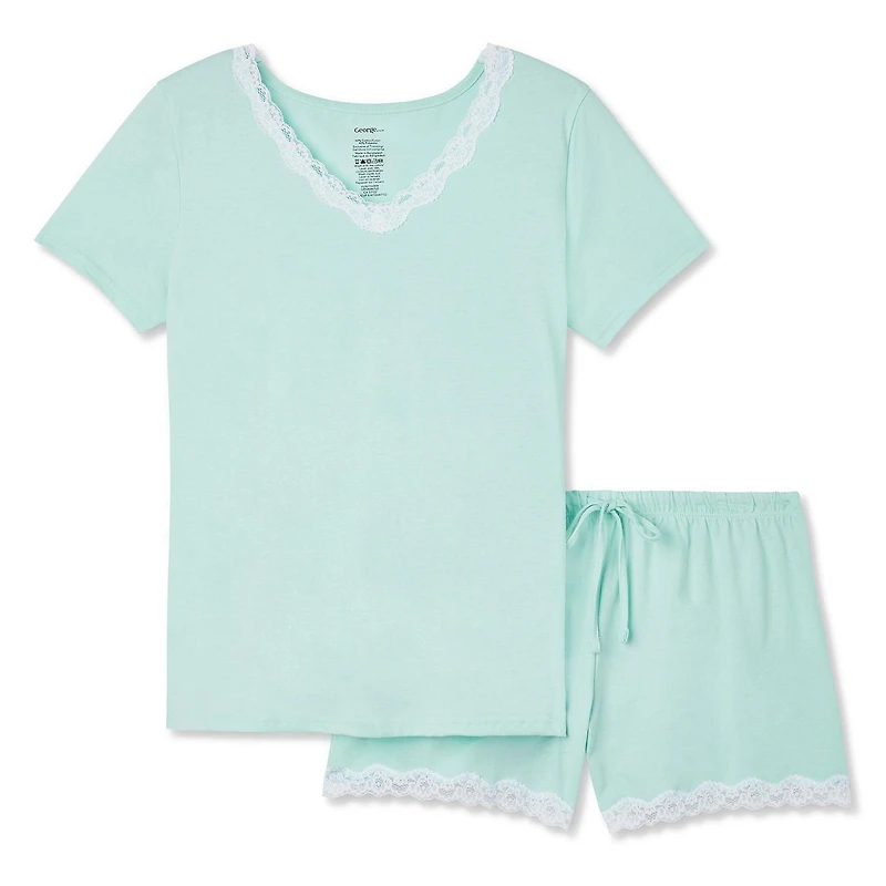 George Women's Lace Trimmed Boxer & Tee 2-Piece Sleep Set