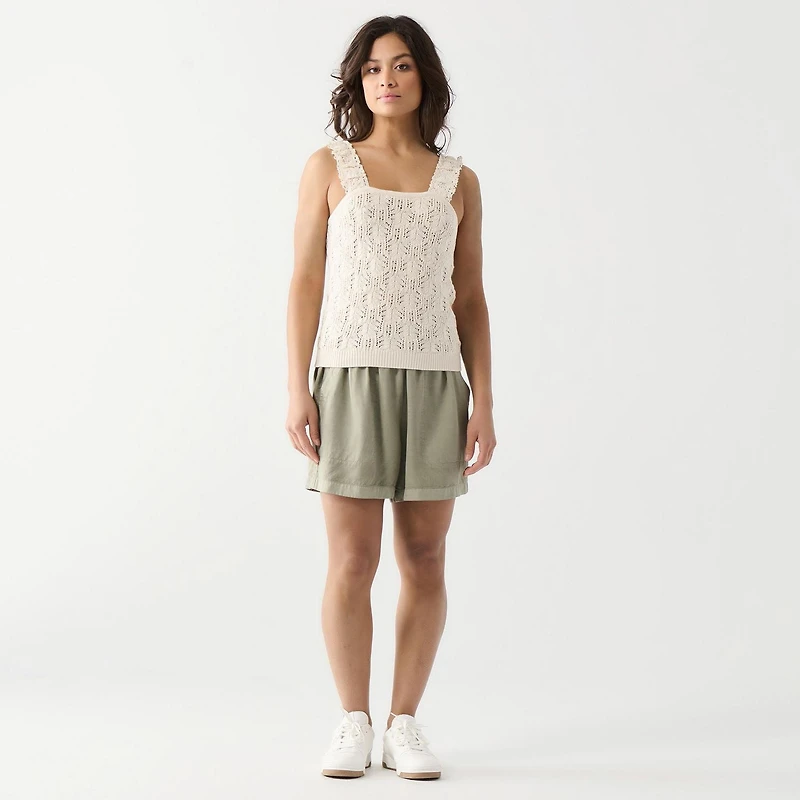 DV Ruffled trim knit sweater tank top