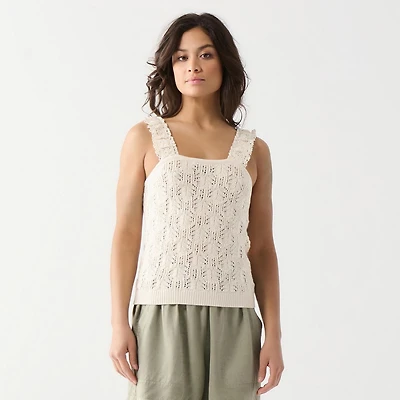 DV Ruffled trim knit sweater tank top