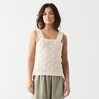 DV Ruffled trim knit sweater tank top