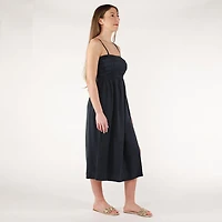 DV Robe midi sans bretelles à corsage smocké