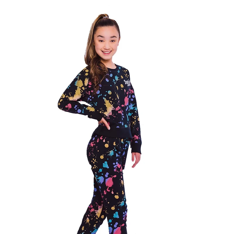 Haut à manches longues Justice Splatter Art pour filles
