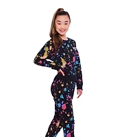Haut à manches longues Justice Splatter Art pour filles