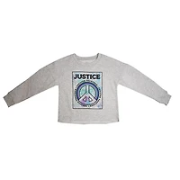 Sweat à manches longues avec signe de paix arc-en-ciel Justice pour filles