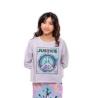 Sweat à manches longues avec signe de paix arc-en-ciel Justice pour filles