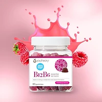 Youtheory Vitamin B12B6 Gummies, 30 mg or 1000 mg, Zero Sugar, Raspberry, 60 Count