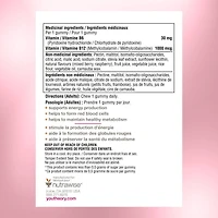 Youtheory Vitamin B12B6 Gummies, 30 mg or 1000 mg, Zero Sugar, Raspberry, 60 Count