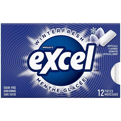 EXCEL, Winterfresh Flavoured Sugar Free Chewing Gum, 12 Pieces, 1 Pack, 4 Packs, 12 Pellets/Pack