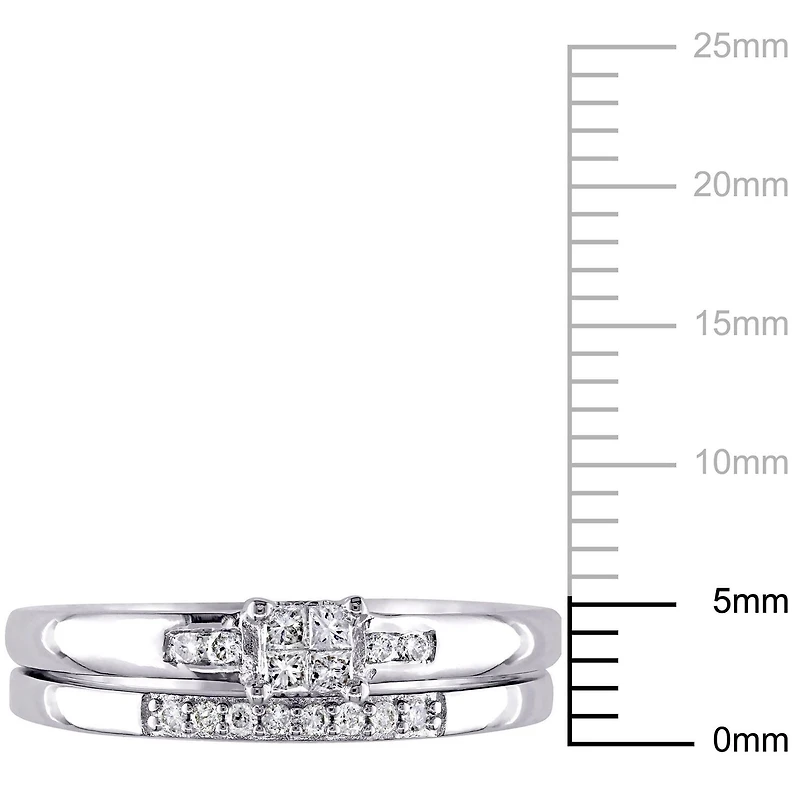 Ensemble de mariage Miabella avec diamants de coupe princesse 1/6 CT poids total en argent sterling