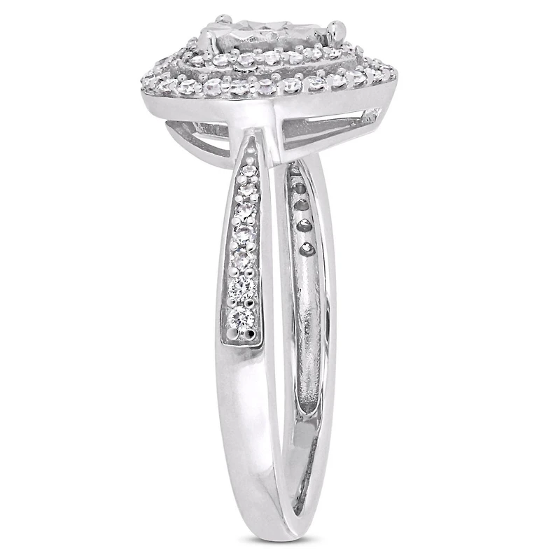 Bague de fiançailles avec auréole double de forme cœur Miabella avec diamants 3/8 CT poids total en argent sterling