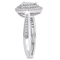 Bague de fiançailles avec auréole double de forme cœur Miabella avec diamants 3/8 CT poids total en argent sterling