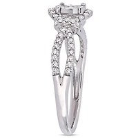 Bague de fiançailles de forme auréole à anneau divisé Miabella avec diamants 1/3 CT poids total en argent sterling