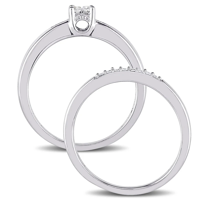 Ensemble de mariage Miabella avec diamants de coupe princesse 1/6 CT poids total en argent sterling