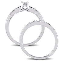 Ensemble de mariage Miabella avec diamants de coupe princesse 1/6 CT poids total en argent sterling