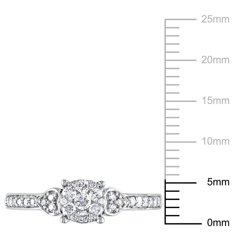 Bague de fiançailles de forme auréole Miabella avec diamants 1/3 CT poids total en or blanc 10K