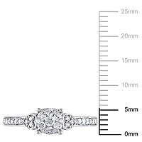 Bague de fiançailles de forme auréole Miabella avec diamants 1/3 CT poids total en or blanc 10K