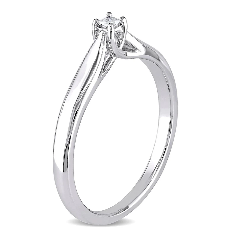Bague de promesse de style solitaire Miabella avec diamant de coupe princesse en argent sterling