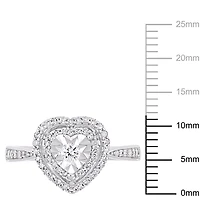 Bague de fiançailles avec auréole double de forme cœur Miabella avec diamants 3/8 CT poids total en argent sterling
