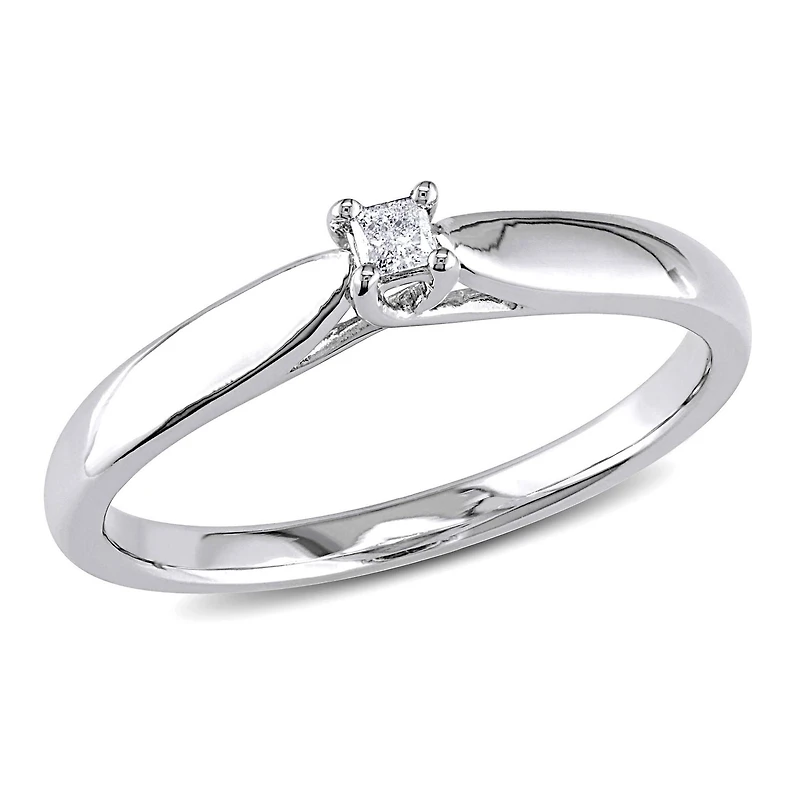 Bague de promesse de style solitaire Miabella avec diamant de coupe princesse en argent sterling