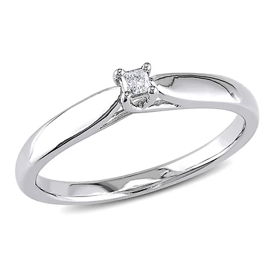 Bague de promesse de style solitaire Miabella avec diamant de coupe princesse en argent sterling