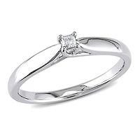 Bague de promesse de style solitaire Miabella avec diamant de coupe princesse en argent sterling