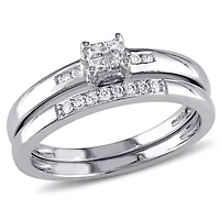 Ensemble de mariage Miabella avec diamants de coupe princesse 1/6 CT poids total en argent sterling