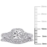 Ensemble de mariage rétro de forme auréole Miabella avec diamants 1/5 CT poids total en argent sterling