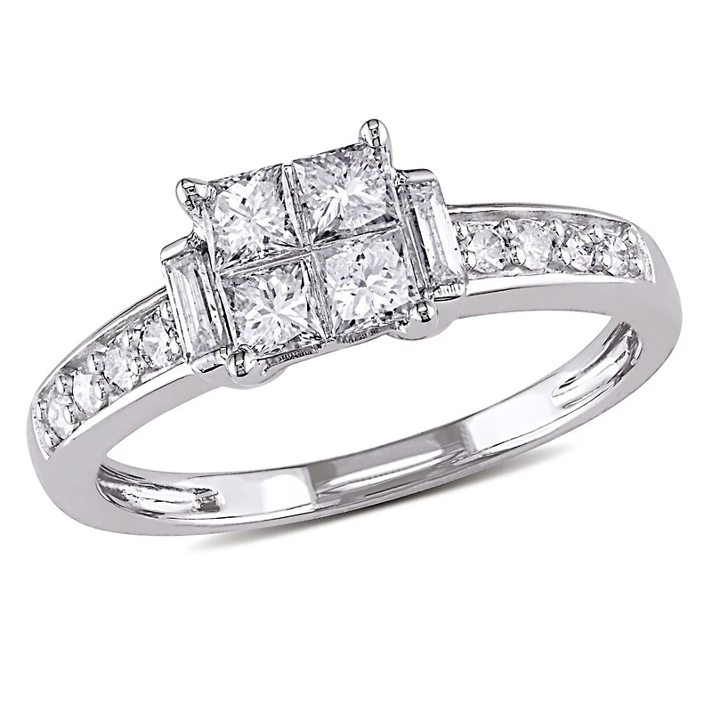 Bague de fiançailles multiformes Miabella avec diamants 5/8 CT poids total en or blanc 14K