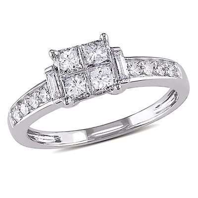 Bague de fiançailles multiformes Miabella avec diamants 5/8 CT poids total en or blanc 14K