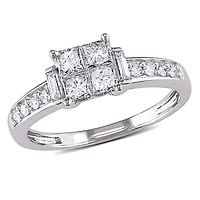 Bague de fiançailles multiformes Miabella avec diamants 5/8 CT poids total en or blanc 14K