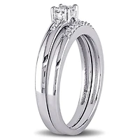 Ensemble de mariage Miabella avec diamants de coupe princesse 1/6 CT poids total en argent sterling