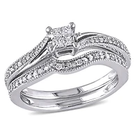 Miabella 1/4 Carat T.W. Diamond Princess-Cut 10 K White Gold Bridal Set