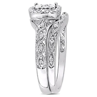 Ensemble de mariage rétro de forme auréole Miabella avec diamants 1/5 CT poids total en argent sterling