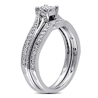 Miabella 1/4 Carat T.W. Diamond Princess-Cut 10 K White Gold Bridal Set