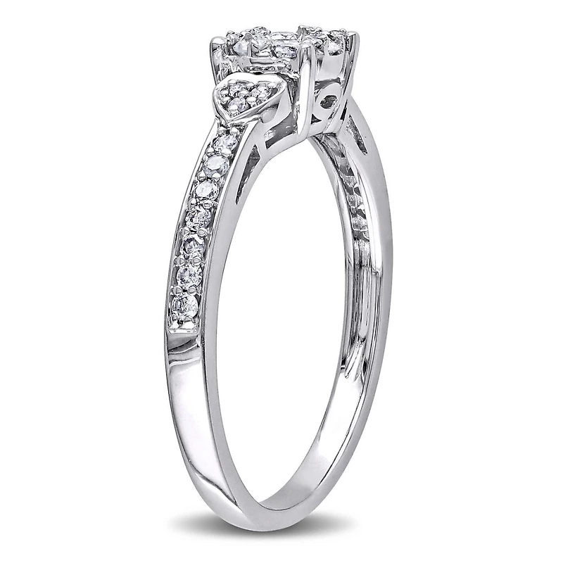 Bague de fiançailles de forme auréole Miabella avec diamants 1/3 CT poids total en or blanc 10K