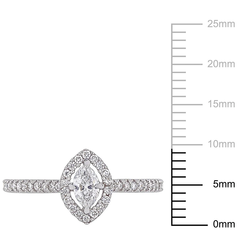 Miabella 1/2 Carat T.W. Diamond Marquise-Cut 14 K White Gold Floating HALO Engagement Ring