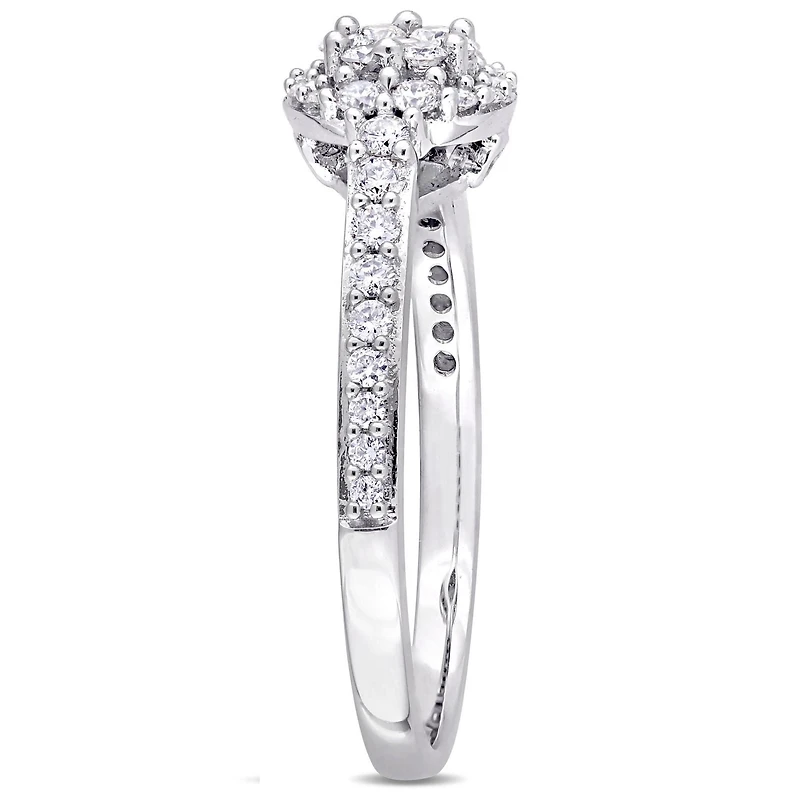 Miabella 1/2 Carat T.W. Diamond 14 K White Gold Composite HALO Engagement Ring