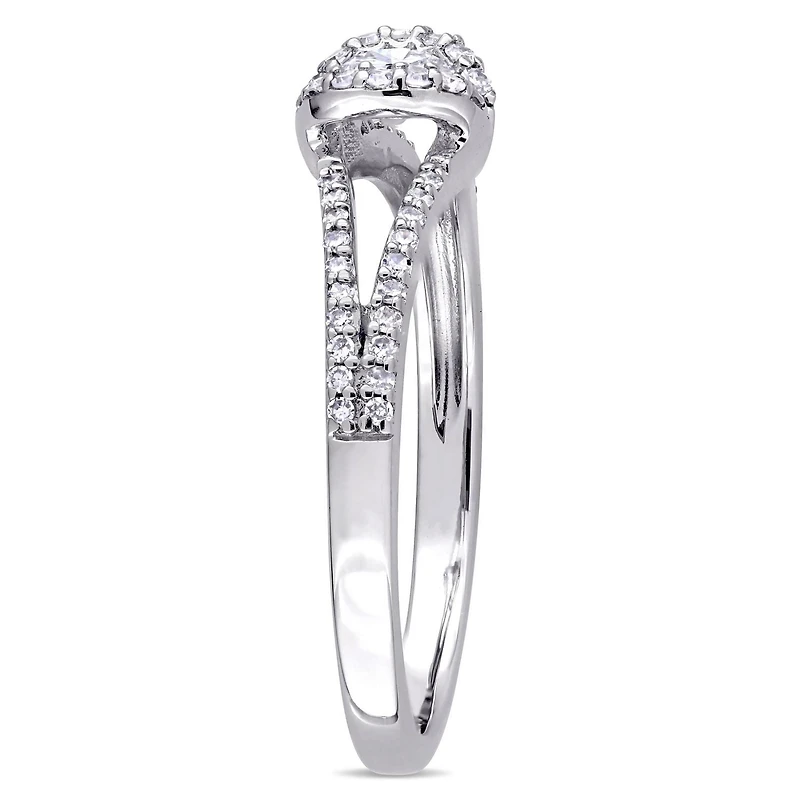 Bague de fiançailles à anneau divisé Miabella avec diamants 2/5 CT poids total en or blanc 14K