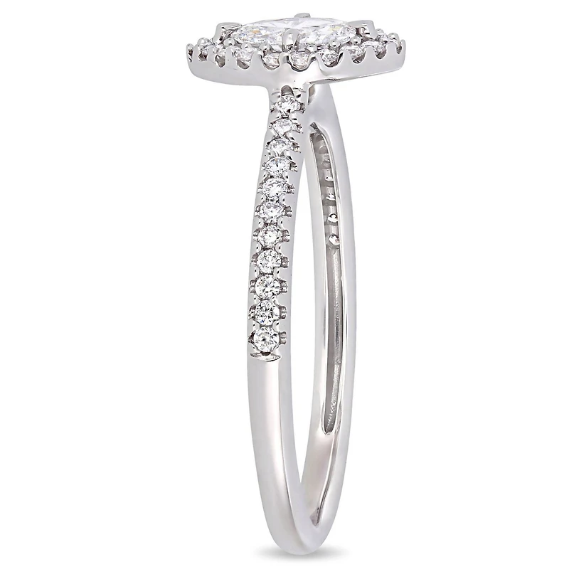 Miabella 1/2 Carat T.W. Diamond Marquise-Cut 14 K White Gold Floating HALO Engagement Ring