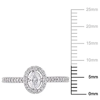 Bague de fiançailles avec auréole flottant Miabella avec diamants de forme ovale 1/2 CT poids total en or blanc 14K
