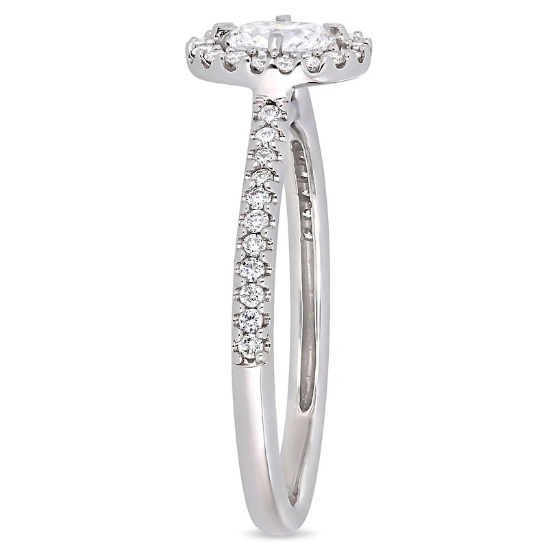 Miabella 1/2 Carat T.W. Diamond Oval-Cut 14 K White Gold Floating HALO Engagement Ring