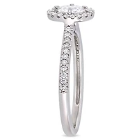 Miabella 1/2 Carat T.W. Diamond Oval-Cut 14 K White Gold Floating HALO Engagement Ring