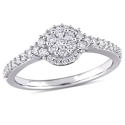 Miabella 1/2 Carat T.W. Diamond 14 K White Gold Composite HALO Engagement Ring