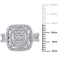 Bague de fiançailles de forme auréole double Miabella avec diamants 1 CT poids total en or blanc 10K