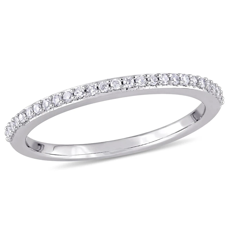 Bague d'anniversaire de style semi éternité Miabella avec diamants 1/8 CT poids total en or blanc 14K