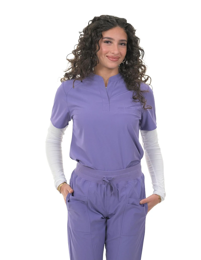 Haut Zinnia Scrubs à col mandarin