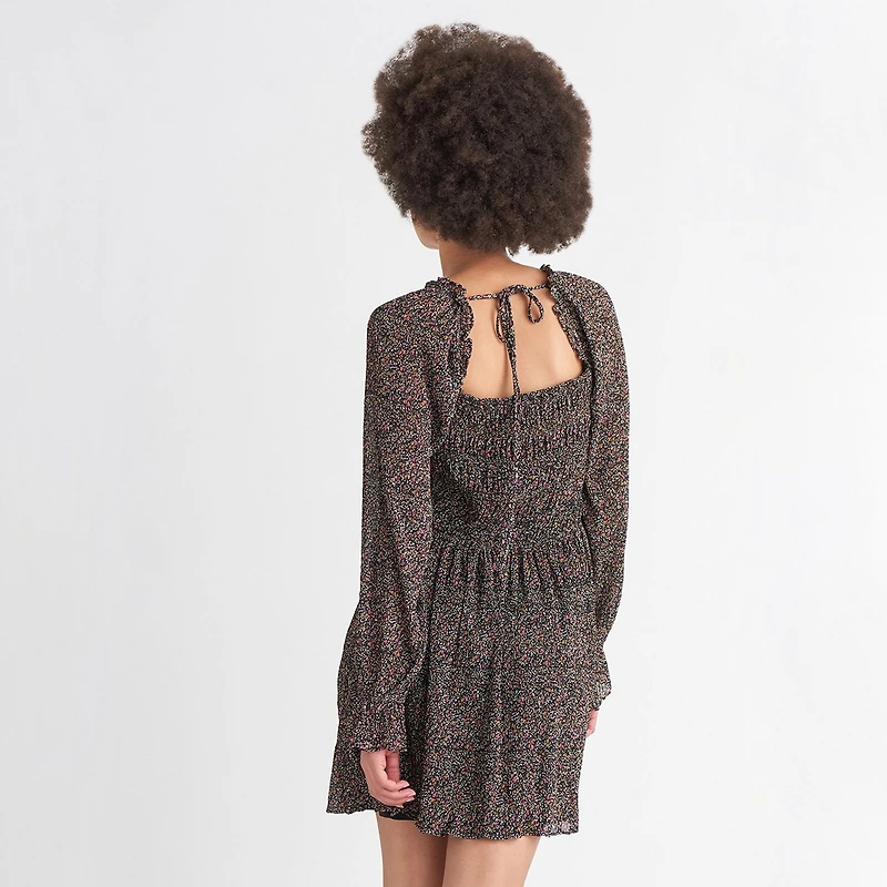 Devoted Smocked plisse mini dress